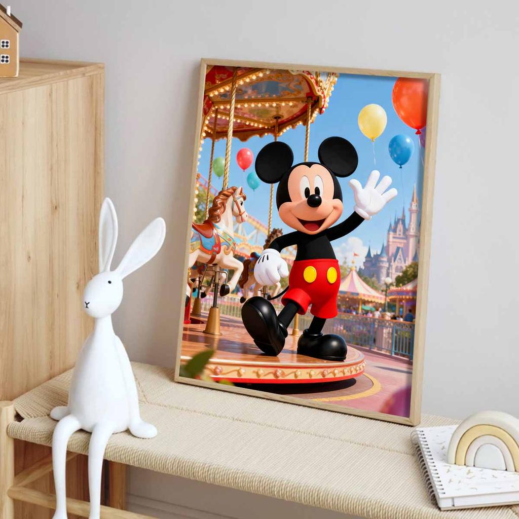 Disney Diamond Art Painting Kit Mickey Carousel 5D Diamond Painting Dot Art Home Wall Decor
