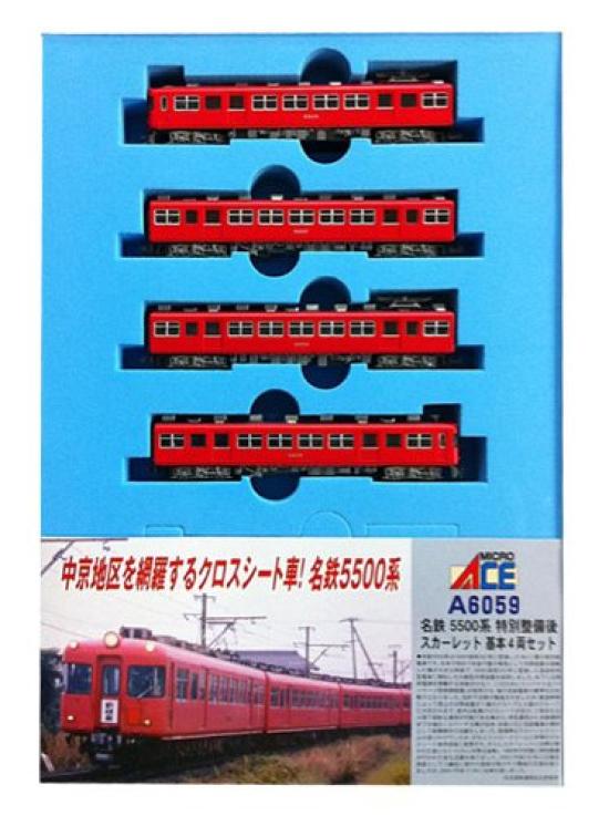 MicroAce N Gauge Meitetsu Серия 5500 Алый Специальный Базовый Набор A6059 Модель Поезда (После технического обслуживания) 4-вагон