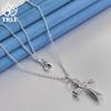 925 Sterling Silver Cross AAA Zircon Heart Necklace Jewelry