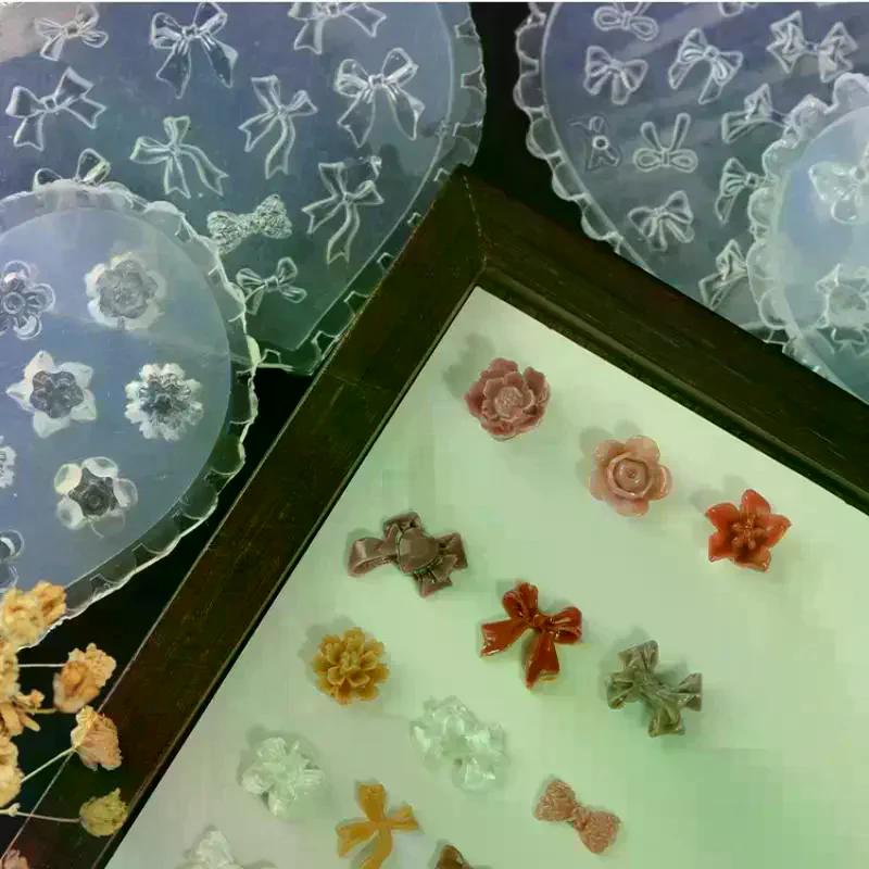 3D Лепестки Цветов Силиконовая Форма для Ногтей Сердце Бант DIY Декор для Маникюра Шаблон для Резьбы по Ногтям Инструменты