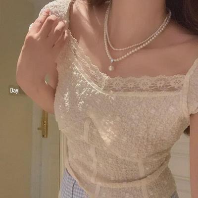 Французское ретро двухслойное колье-чокер с жемчугом и бусинами проса