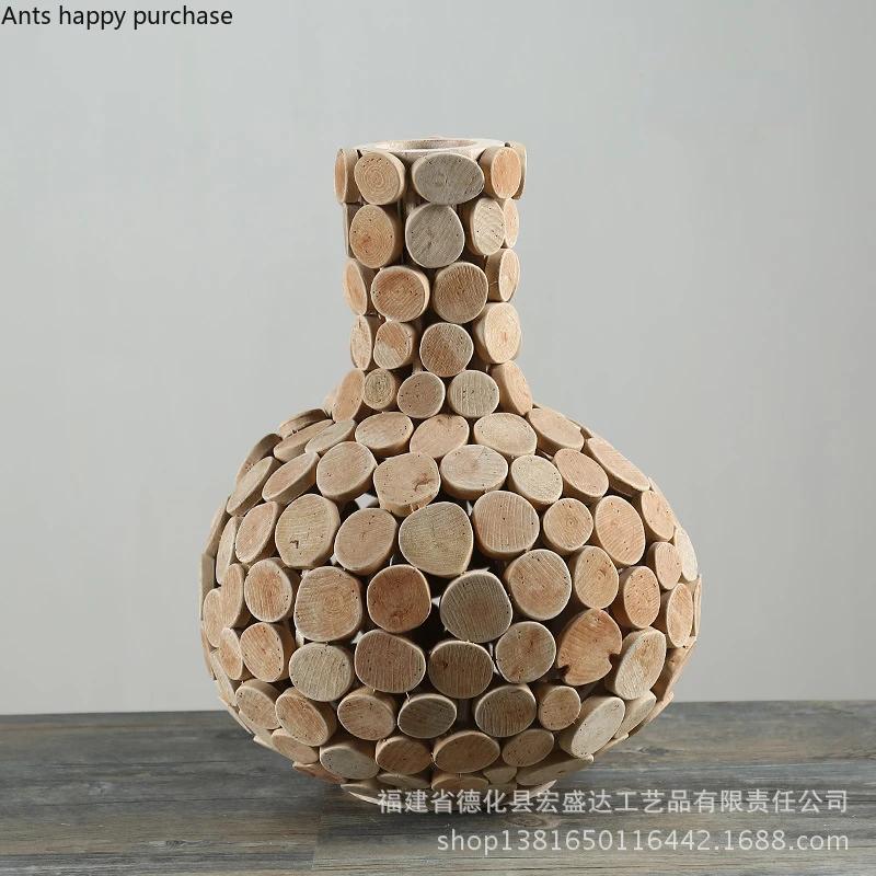 Креативная деревянная ваза Ваза для сухих цветов Настольная цветочная композиция Контейнер Декоративные вазы Украшение для дома Поделки Орнамент