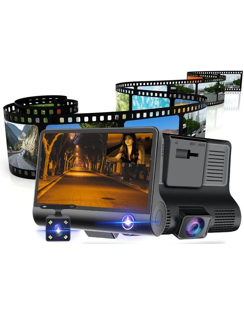 E-ACE Автомобильный видеорегистратор 1080P 3 объектива камеры DVR Dash Cam 170 Широкоугольный G-сенсор Автоматический рекордер заднего вида Поддержка ночного видения