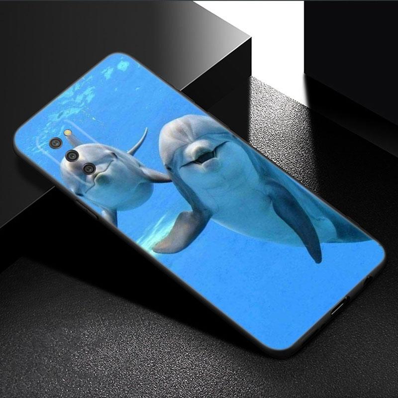 Animal Dolphin Phone Case For Samsung Galaxy A01 A03 Core A04 E A02 A05 A10 A20 A21 A30 A50 S A6 A8 Plus A7 2018 Black Cover