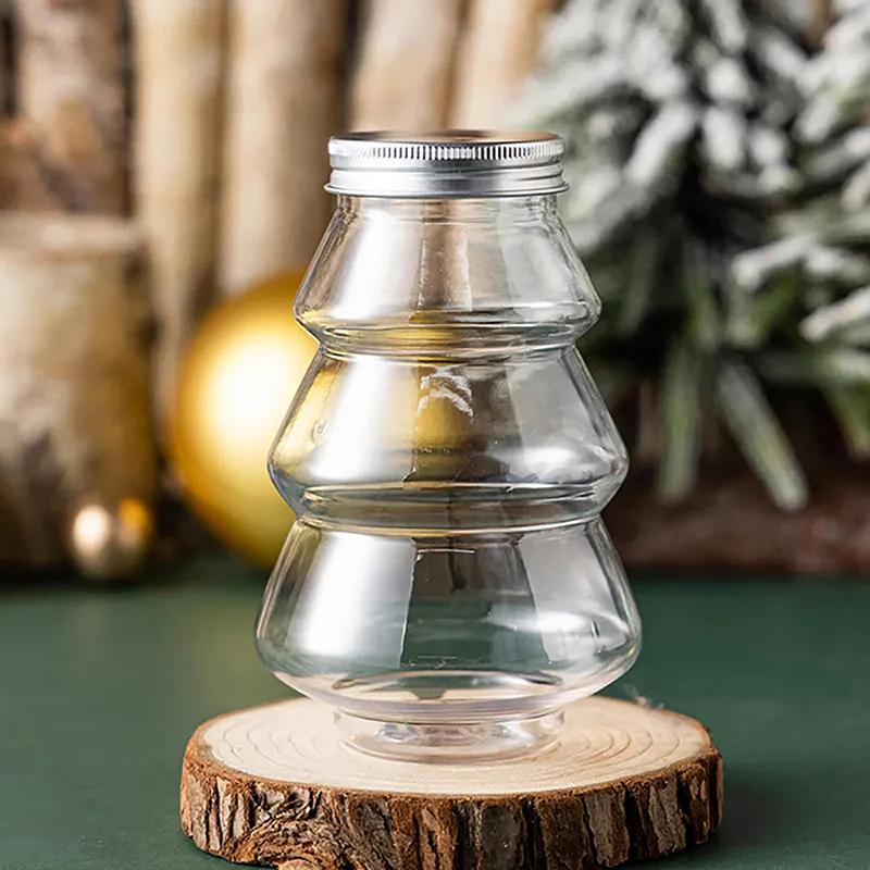 500Ml Christmas Tree Snowman Sweet Jar Candy Cookie Storage Box Juice Chocolate Gift Packing Diy Container New Year Decor Bottle