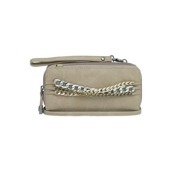 Portefeuille Femme - LOLLIPOPS - TONIC DOUBLE ZIP - Beige - Nubuck synthétique - Amovible