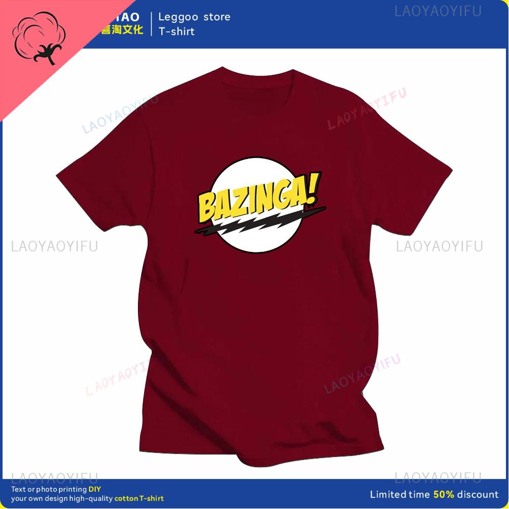 Big Bang Theory Bazinga Tshirt Mens Cotton Shortsleeved Sheldon Cooper Casual Everyday Streetwear
