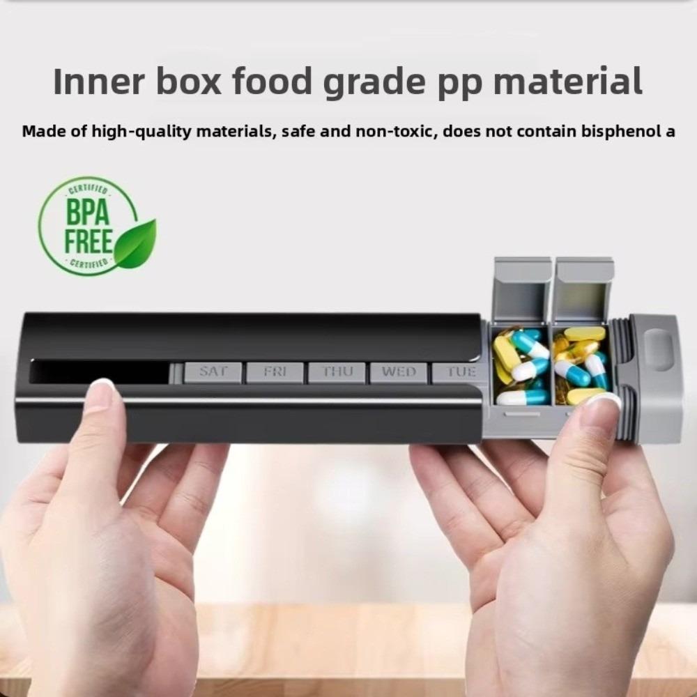 Aluminum Construction Weekly Pill Organizer Large Capacity Pill Organizer Pill Box Supplements