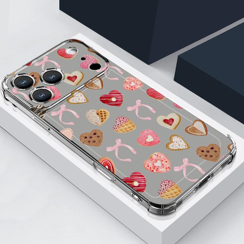 Чехол с узором из розовых бантиков для iPhone 17 Pro Max Coque iPhone 16 15 14 13 Pro Max 11 Ударопрочный Прозрачный Мягкий Силиконовый Чехол