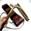 Brass Victorian Style Handle Wood Walking Stick Cane with Leather Cover