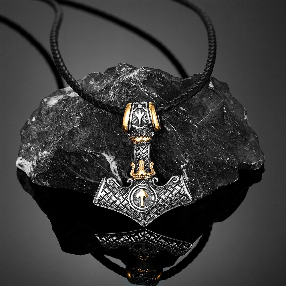 Корона Викингов Молот Тора Ожерелья Мужские Нержавеющая Сталь Скандинавская Мифология Руны Валькнут Подвеска Амулет Скандинавские Мужские Украшения