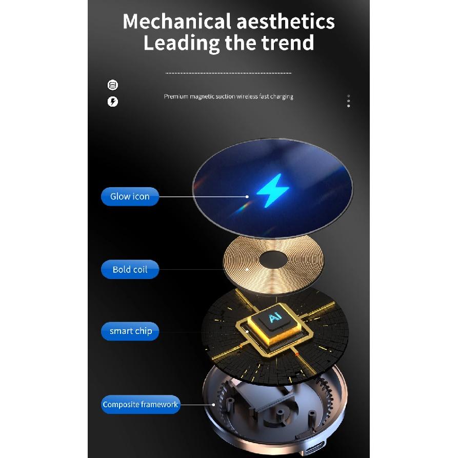 For Honda Accord MK7 2004 2005 2006 2007 Magnetic Car Phone Holder 15W Wireless Charging Phone Stand MagSafe Base