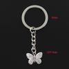 Fashion 30mm Key Ring Metal Key Chain Keychain Jewelry Antique   Plated Double Sided Butterfly 18x14mm Pendant