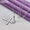 925 Sterling Silver Heart Cross Pendant Necklace Jewelry