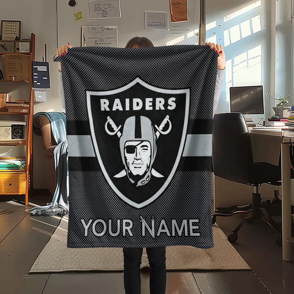 Custom Name Raiders Flannel Blanket, High quality Comfortable for All Seasons, Home Decor, Warmth and Comfort