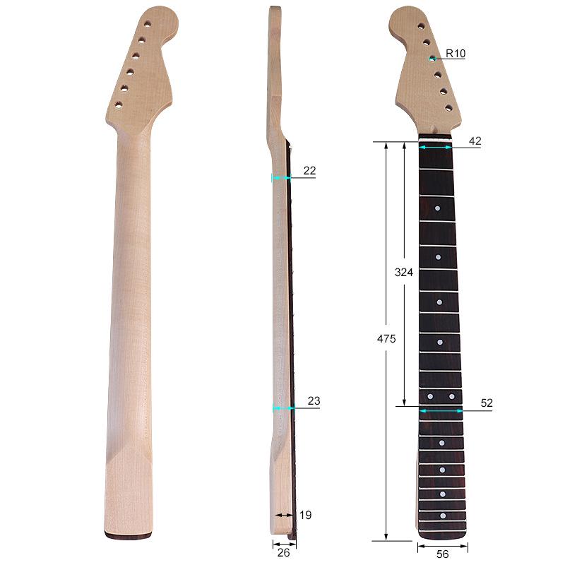 Леворукий гриф для электрогитары ST с палисандровой накладкой, 22 лада, кленовый, матовое покрытие - Аксессуар для DIY