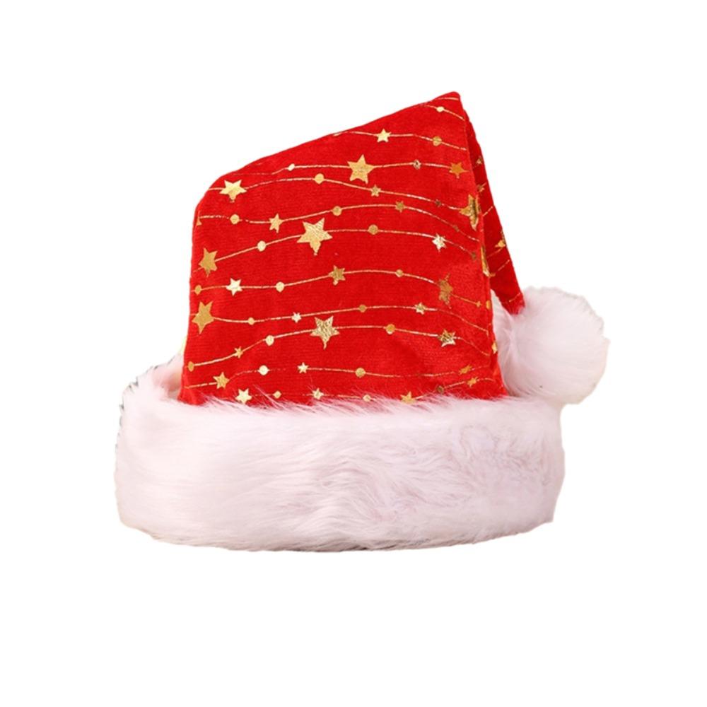 Red Golden Star Christmas Hat Velvet Xmas Party Hat Creative Christmas Decorative Hat  Xmas Party