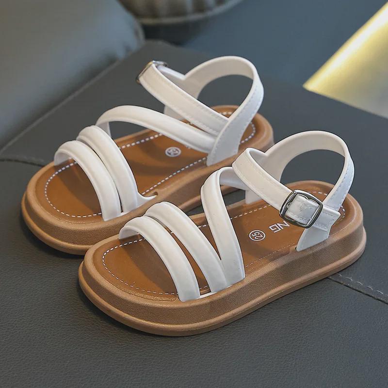 Летние сандалии с открытым носком для девочек — модный стиль корейской принцессы для студентов и универсальная одежда