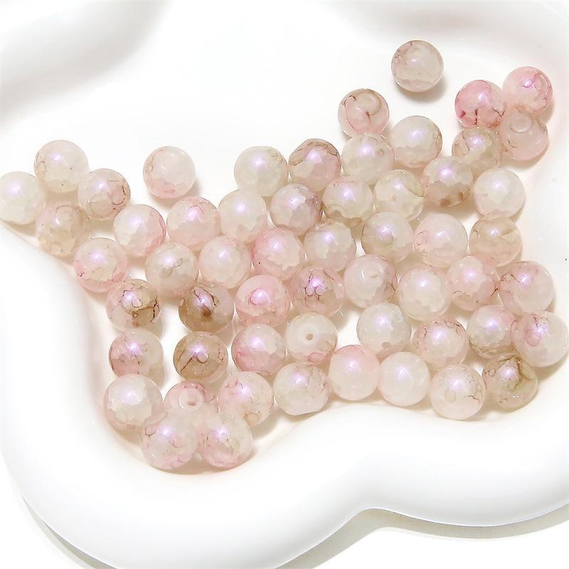 Комплект браслетов из бисера Summer Jelly Gold Glitter: Двойные стеклянные круглые бусины и полусахарные пузырчатые бусины