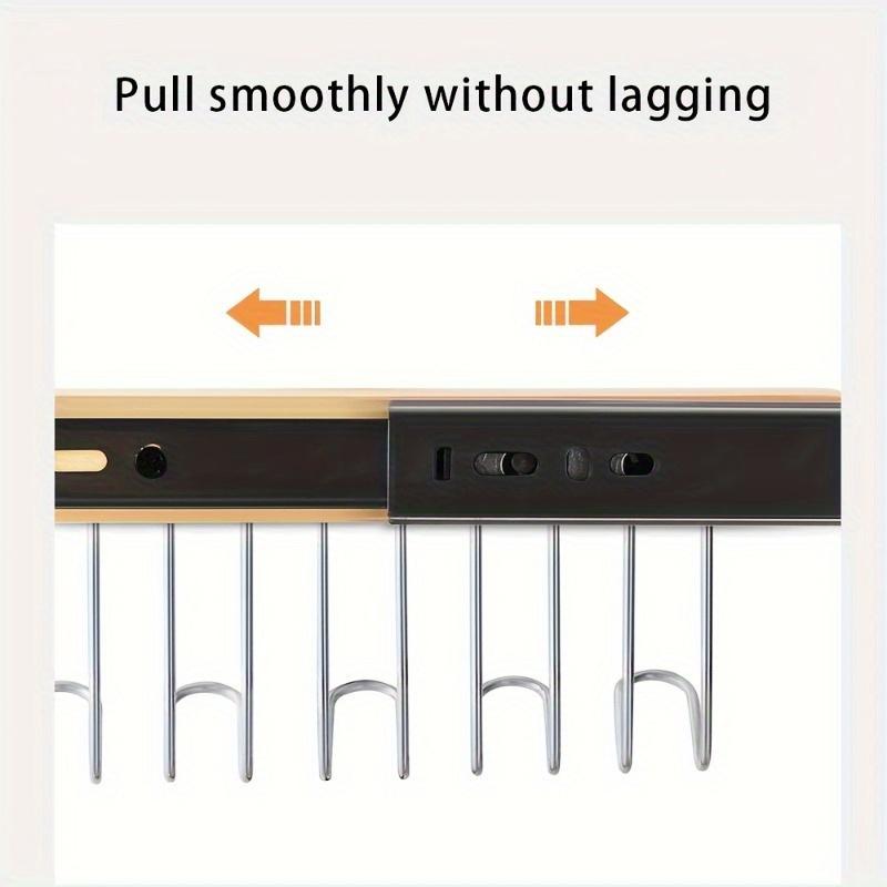 Multifunctional Retractable Wooden Hangers with Retractable Hooks - Versatile for Clothing and Kitchen Storage