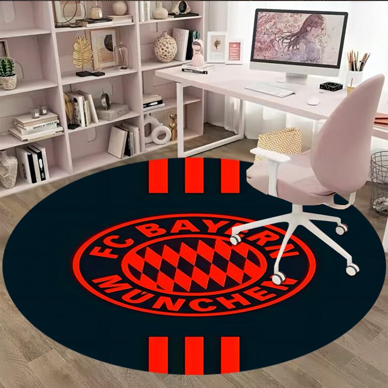1pc B-Bayern Munich Carpet, Round Rug, Comfortable, Suitable for Entryways, Living Rooms, Office, And Bedrooms, Christmas Decoration