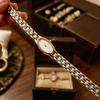 Vintage Bracelet Women's Watch Oval Dial Exquisite Minimalist Quartz Wristwatch Stainless Steel Band
