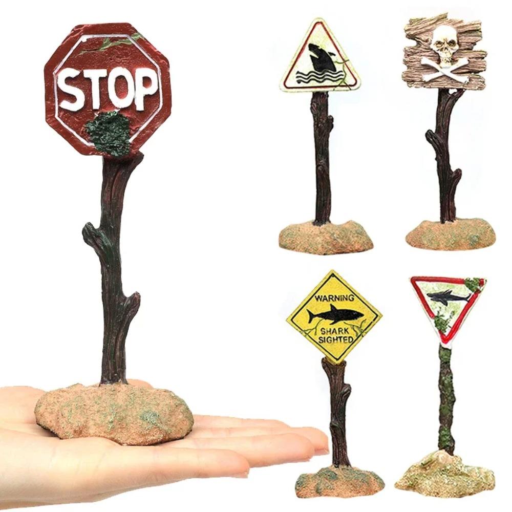 Artificial Aquarium Decoration Resin Aquarium Background Interesting Shark Warning Sign  Fish Tank