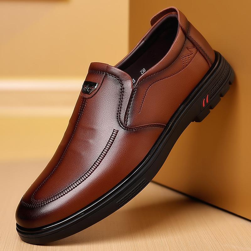 Spring New Casual Breathable Business Men's Leather Shoes Soft Sole Non-slip Middle-aged and Elderly Dad Shoes Versatile Men's Shoes