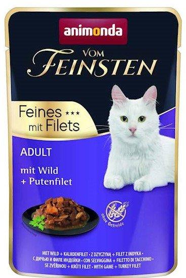 Animonda | Vom Feinsten Adult | Wet Food for Adult Cats - 85g Pouch - Venison and Turkey Fillet 85g