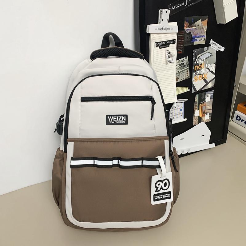 Мужской рюкзак с цветными блоками, женская дорожная сумка большой вместимости, многофункциональная студенческая школьная сумка для кампуса