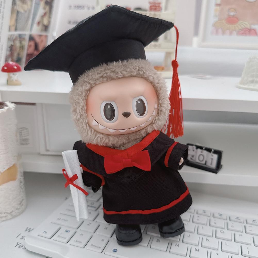 Для 17см Куклы Лабубу Одежда Модная одежда Докторская мантия Платья Подбор цвета Выпускная шляпа Бакалаврская шляпа Аксессуары для кукол Милое украшение