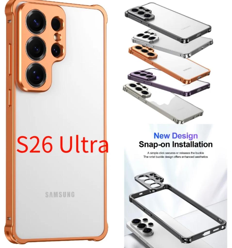 Металлическая рама из алюминиевого сплава с ощущением голого металла, защита камеры, чехол для телефона для Samsung Galaxy S26 Ultra S25 S24 Fe, противоударное покрытие на четырех углах