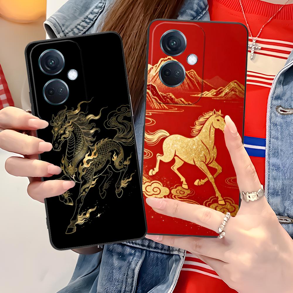 Чехол для мобильного телефона 'Год Золотой Лошади' для OPPO Reno 14 13 12 11 10 9 8 7 6 5 F T Pro 5G Цветной печатный чехол Cover Cellphones