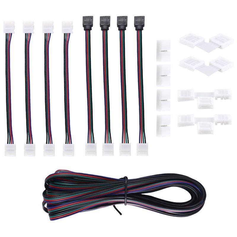 16 фев. 4 фута(5M) 4-контактный удлинительный кабель для RGB светодиодной ленты, наборы разъемов для светодиодных лент для гибкой RGB светодиодной ленты 5050