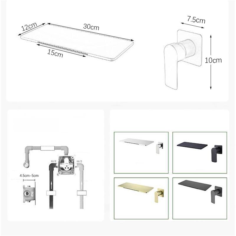Латунный настенный водопадный смеситель для раковины в ванной комнате, скрытый монтаж, смеситель для раковины, смеситель для ванны, смеситель для наполнения ванны