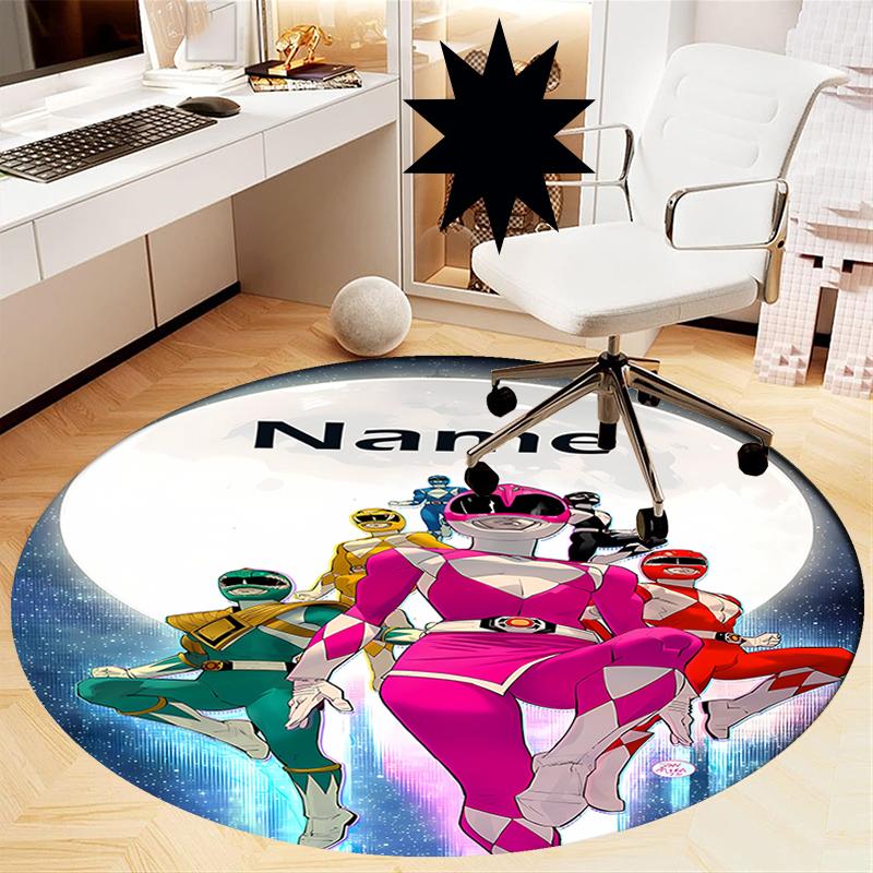 Custom Name Mighty Morphin Printed Round Rug Carpet Chair Rug Area Rug Entryway Doormats,for Office Chair Living Room Bedroom Kitchen Room.