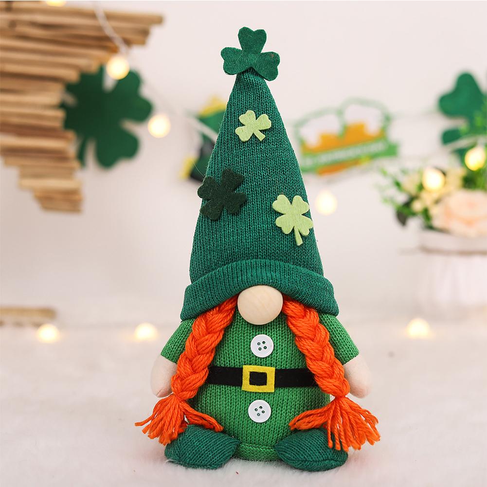 Безликая кукла Гном Зеленая шляпа Клевер Домашний праздничный декор День Святого Патрика Ирландский фестиваль Мягкий гном Эльф