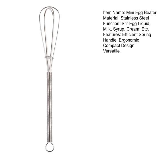 Мини-венчик для взбивания яиц, венчик из нержавеющей стали для взбивания, смешивания, взбивания, пружинная ручка, маленький венчик