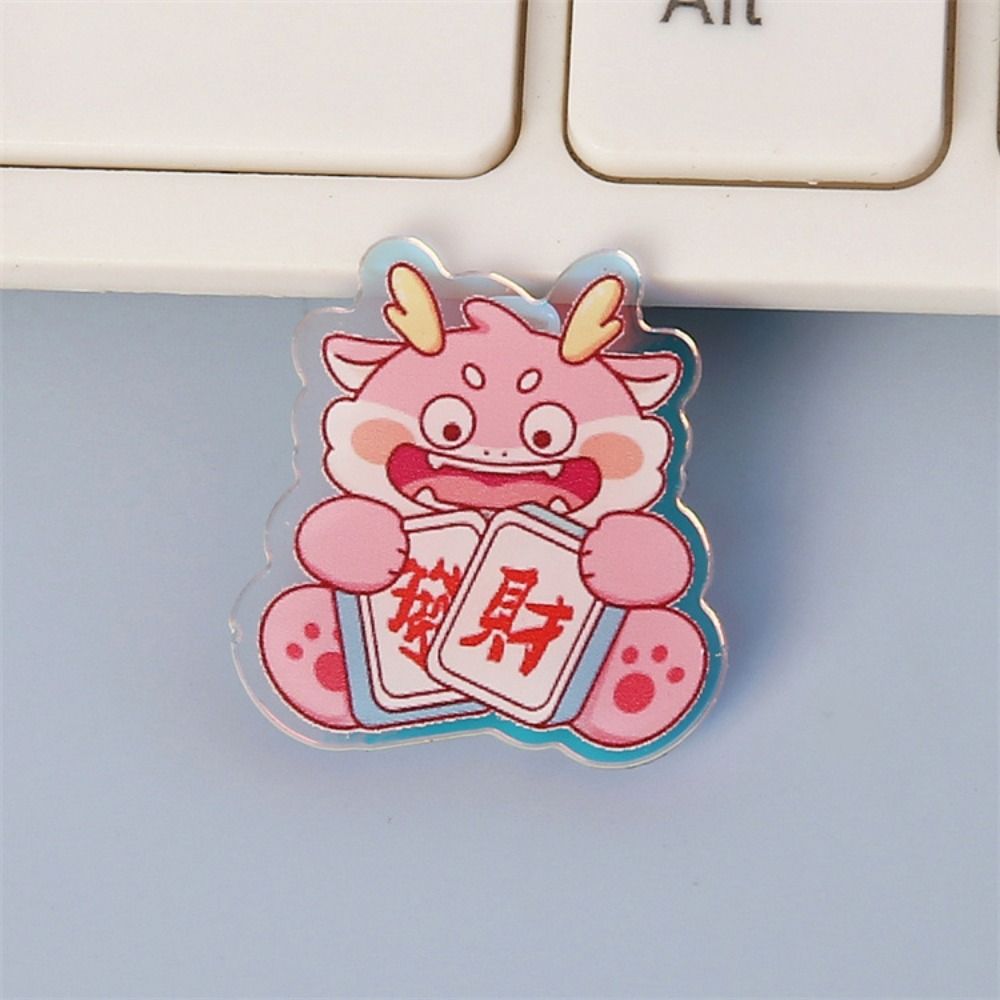 Flying Dragon Cartoon Dragon Brooch Lapel Pin Year Badge Pins Laser Acrylic Brooch  School Bag