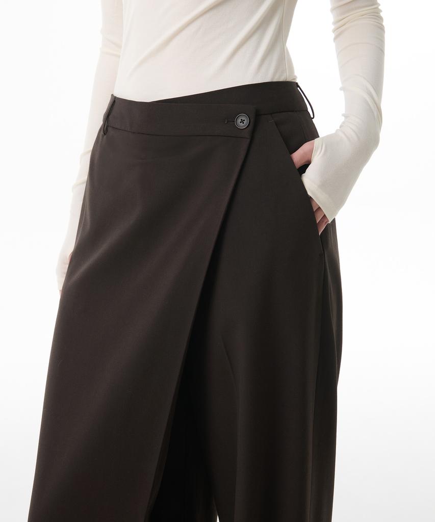 MUSINSA STANDARD WOMAN Женские широкие брюки-кюлоты с запахом [Темно-коричневый]