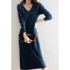 Autumn and Winter V-neck Knit Dress Women's Loose-fit High-end Feel Undercoat Long Dress French Style Coat for Ladies
