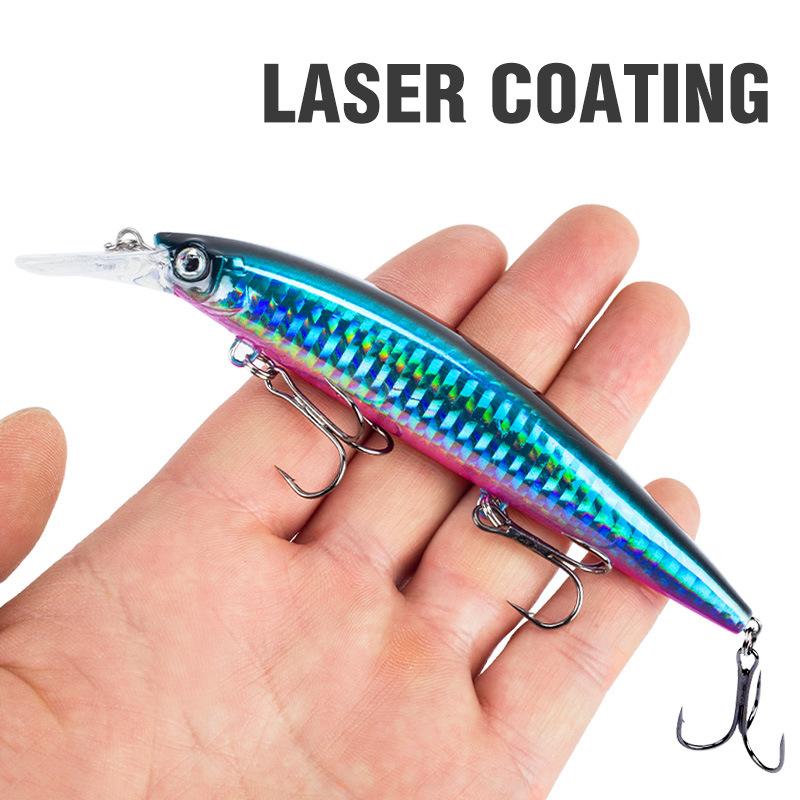 1 шт. 130 мм/36 г Имитация малек Рыболовная приманка Лазерная гравировка Дальний заброс Жесткая приманка с 3 тройными крючками Колеблющаяся Рыболовная Снасть