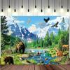 2D plane, 1 piece of a forest wildlife scene background, photographic booth props featuring animals and nature