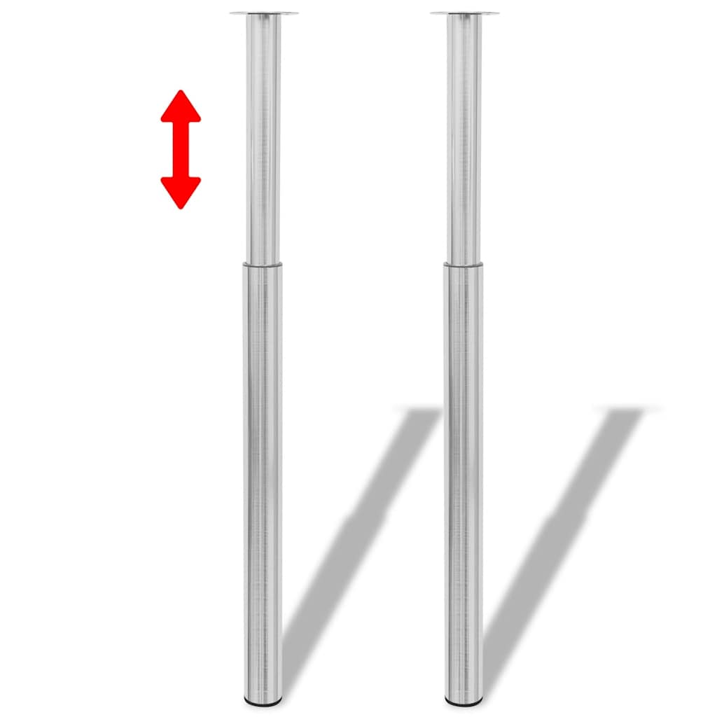 2 x Telescopic Leg Support Foot Table Leg Stainless Steel 710 mm 1100 mm