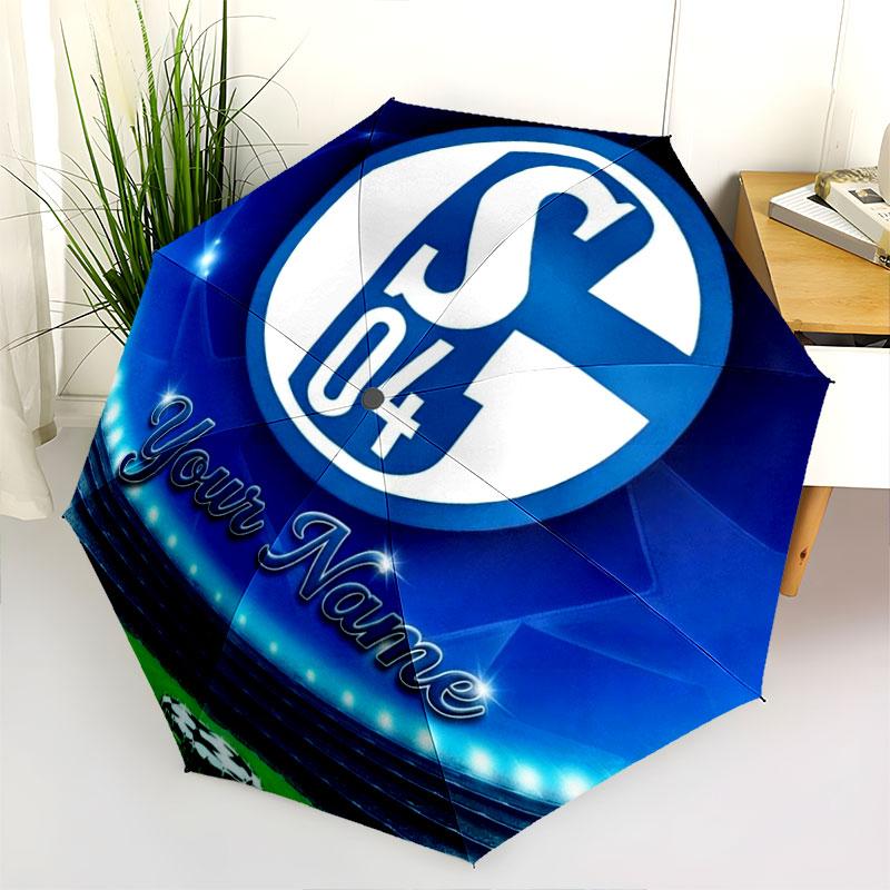 1 PC Automatic Folding Umbrella - FC Schalke 04 Custom Name Pattern, Portable & Foldable Design with 8 Ribs, Christmas Birthday Gifts