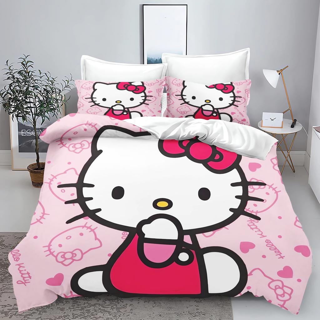 Sanrio Hello Kitty Melody Bedding Sets Comforter Cover Bed Cover Duvet Cover Pillow Case 2-3 Pieces Sets Bedroom Decor
