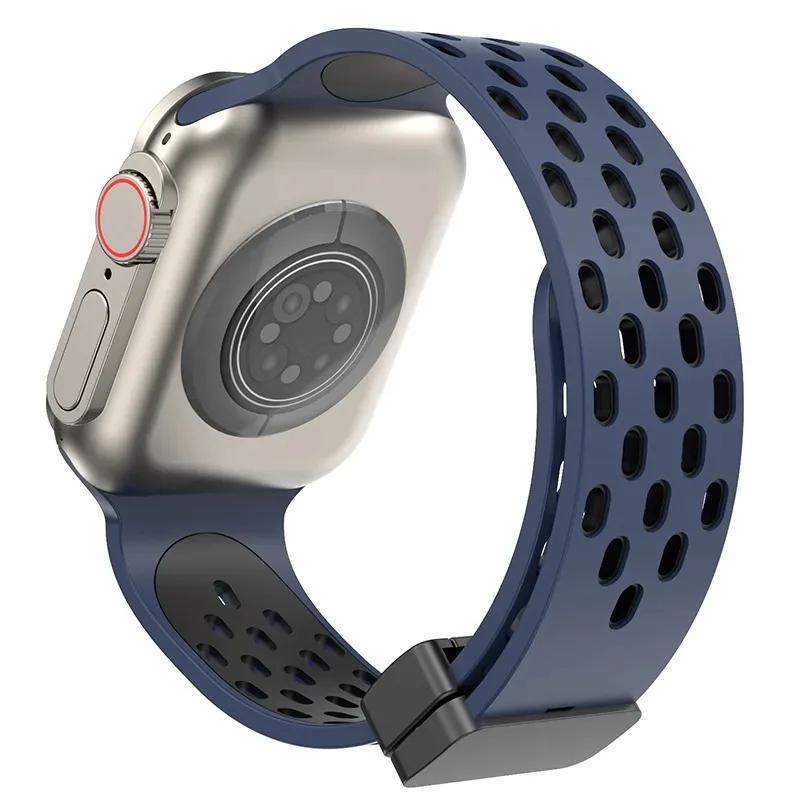 Магнитный силиконовый ремешок для Apple Watch Band Ultra 3 2 49мм 45мм 41мм Браслет для iWatch Series 11 10 9 8 7 6 SE 5 4 3 38мм 46мм 42мм 44мм