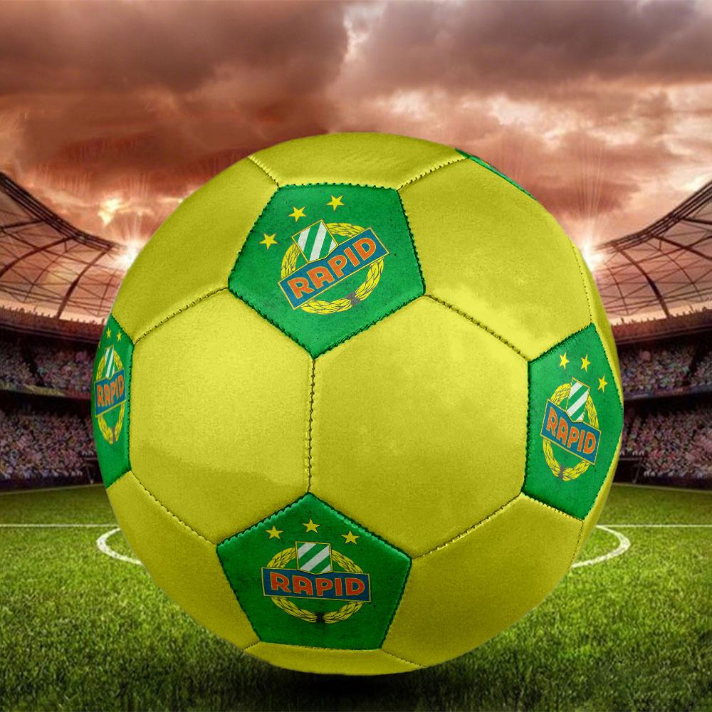 Rapid Wien Size 5 Soccer Ball, Machine-Stitched PVC, Durable & High Bounce, All Ages Fit, fan merchandise, matches & outdoor use.
