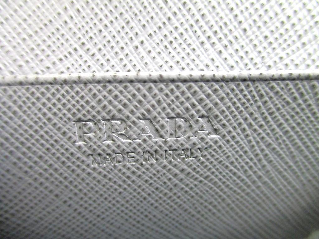 Authentic PRADA Gray Saffiano Leather Card Case Card Holder #b140 Open box