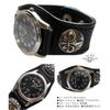 Men's Leather Bracelet Watch with Lily Concho and Black Face